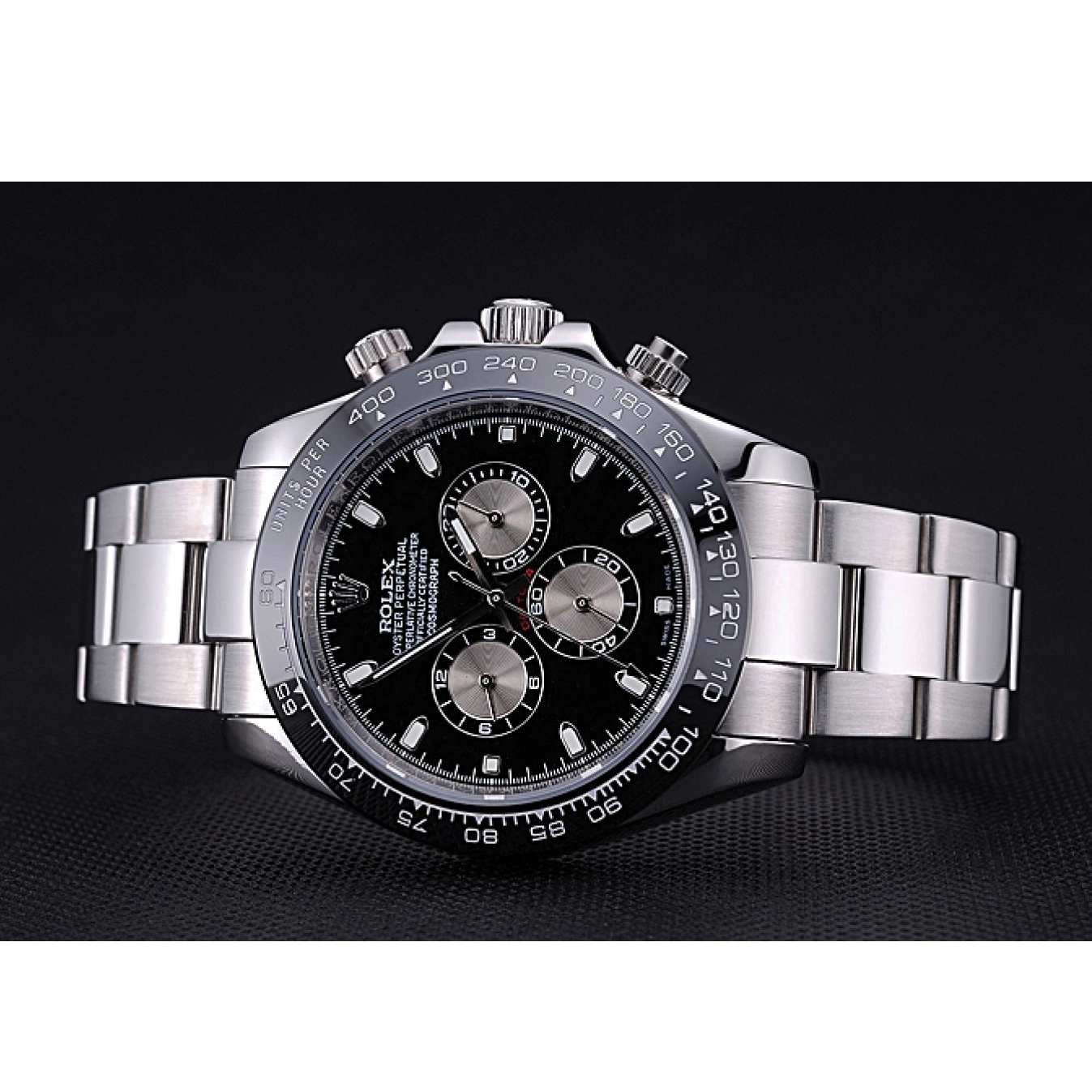 MiroTime 0724 Rolex Cosmograph Daytona Black Dial Stainless Steel Bracelet 622543